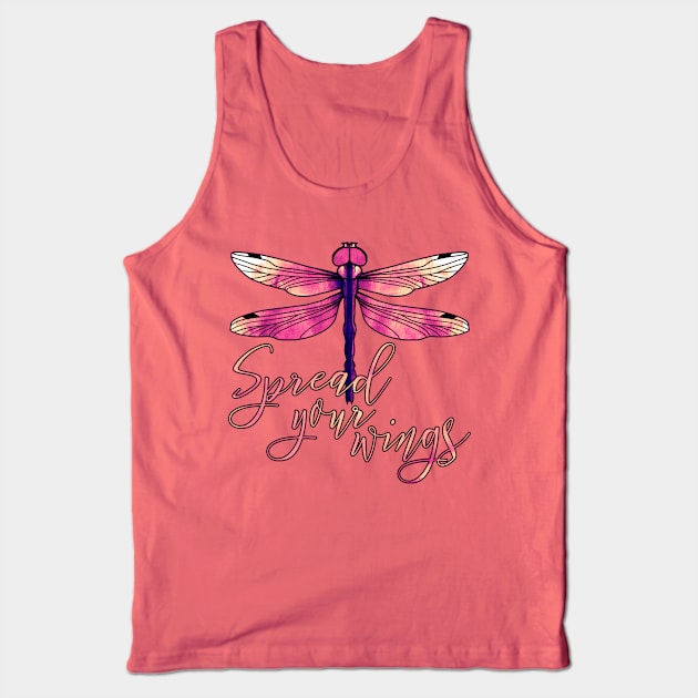 Dragonfly - spread your wings, sunset colors Tank Top by Olooriel